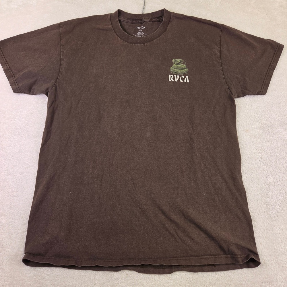 RVCA Mens Large Brown Snake Graphic Tee The Balance of Opposites Cotton Shirt